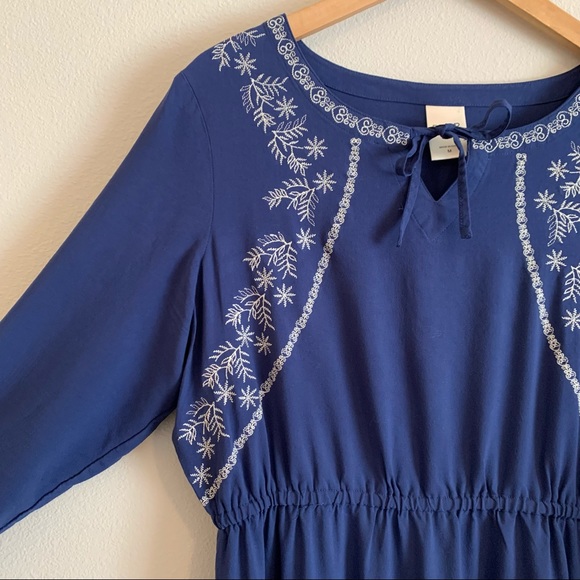 Blair Navy Blue Embroidered Dress Size Medium - Picture 2 of 5